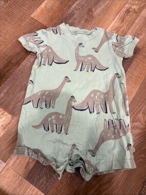 Carter's Mint Green Romper with Beige Dino Motif